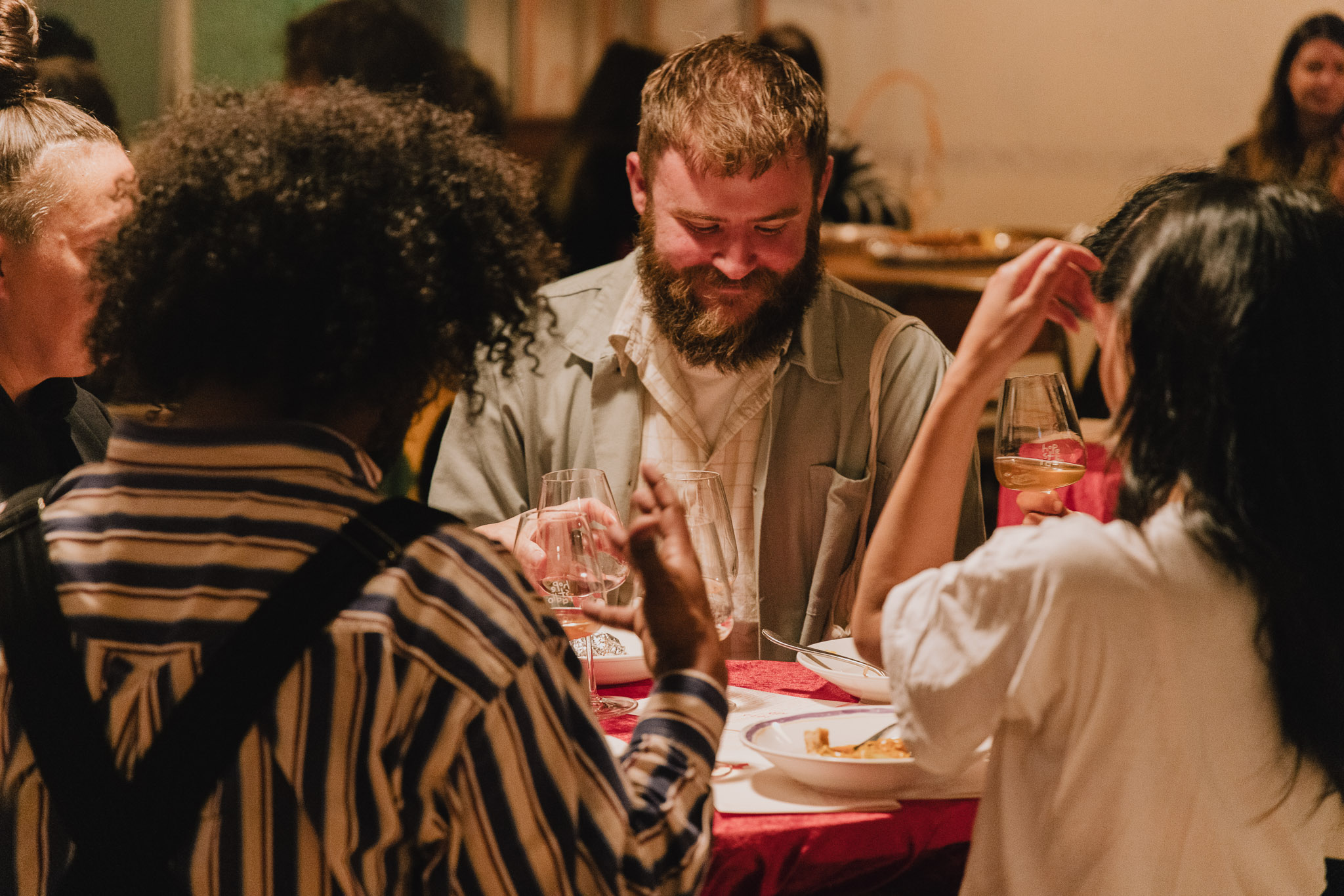 Image of three people eating dinner